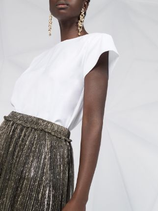 asymmetrical metallic pleated skirt展示图