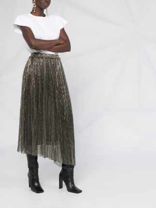 asymmetrical metallic pleated skirt展示图