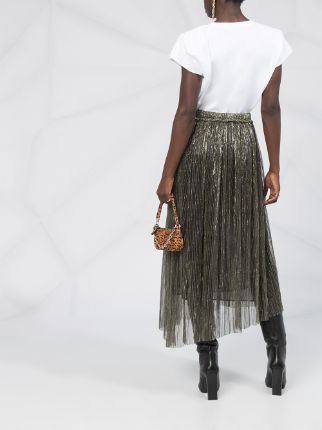 asymmetrical metallic pleated skirt展示图