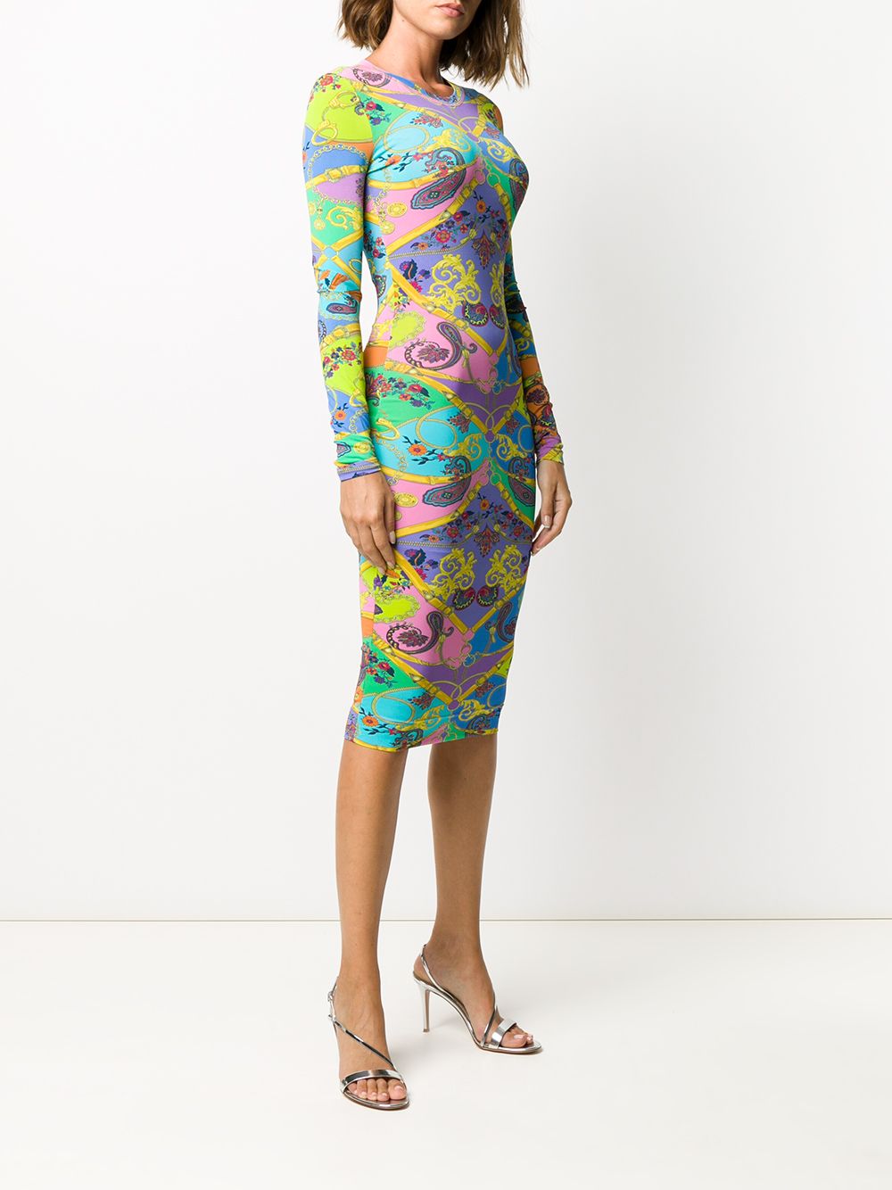 фото Versace jeans couture облегающее платье с принтом paisley fantasy