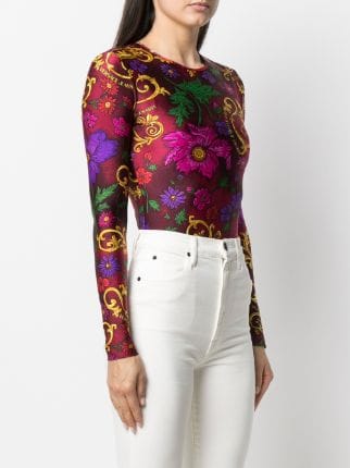 Barocco floral-print long sleeved bodysuit展示图