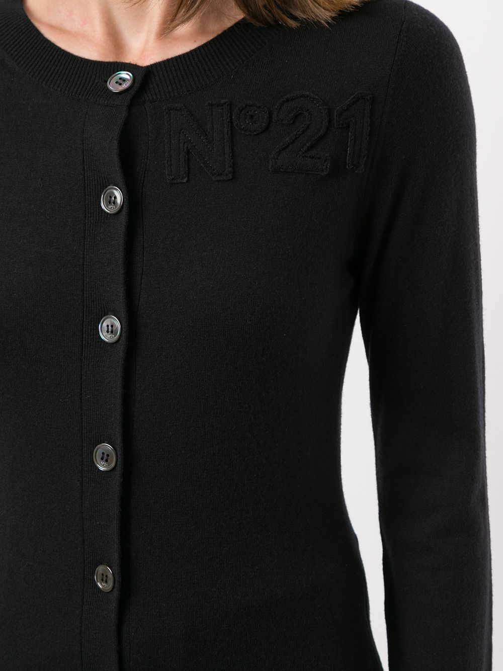 Shop N°21 Buttoned Cardigan In Black