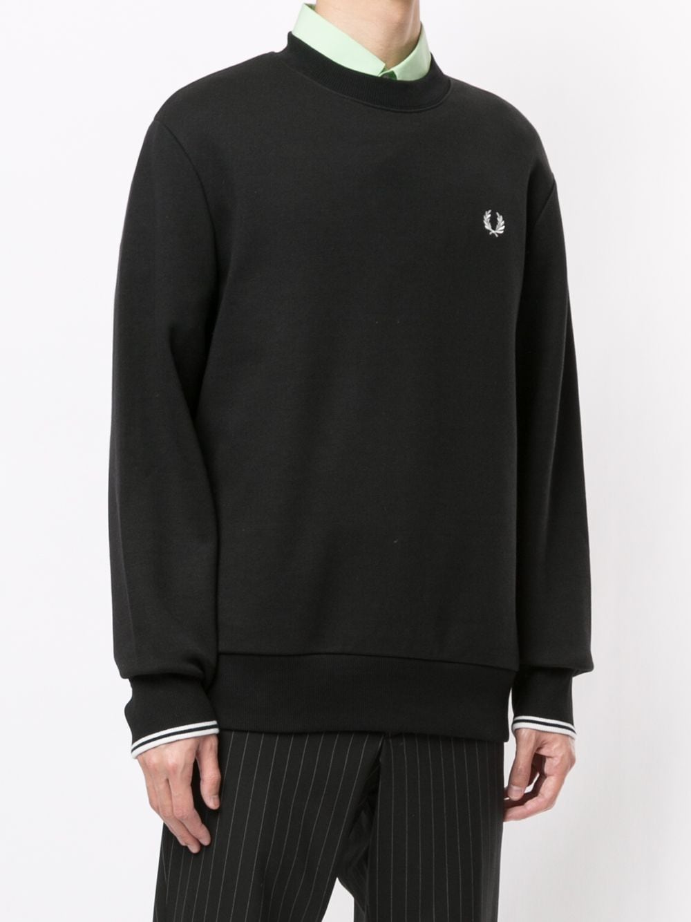 Shop Fred Perry Embroidered Logo Crew-neck Sweatshirt In Black