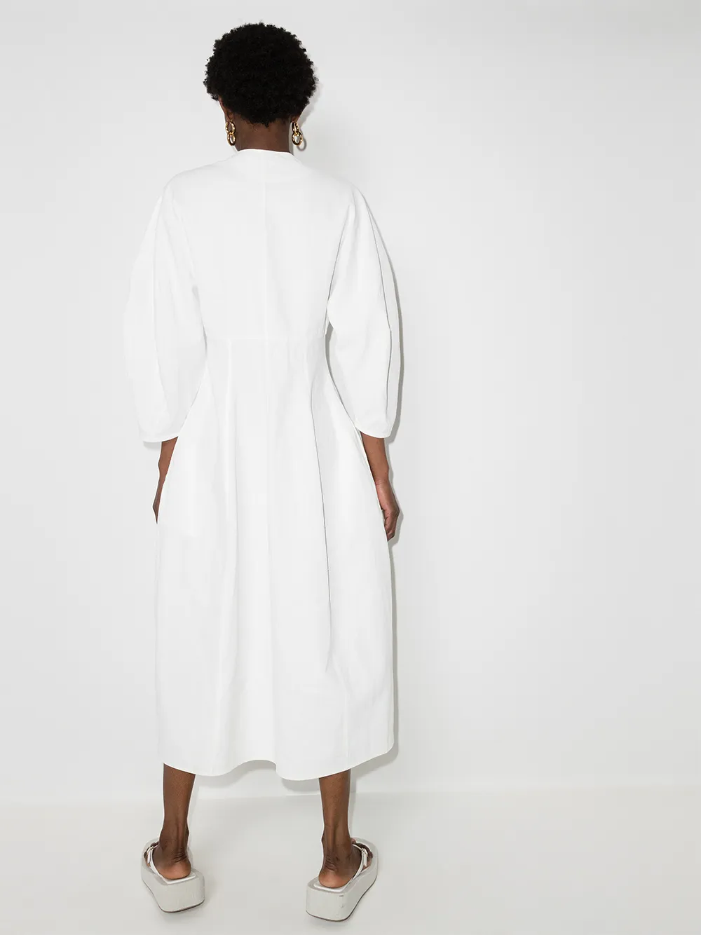 фото Jil sander платье миди с объемными рукавами