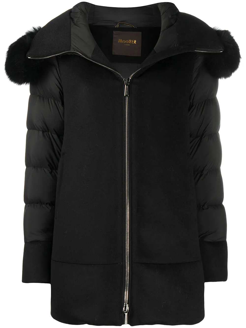 Moorer zip-front padded coat | Black | Image 1