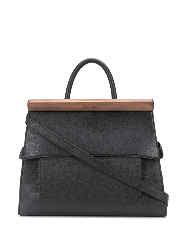 Calicanto wooden-block Leather Tote Bag - Farfetch