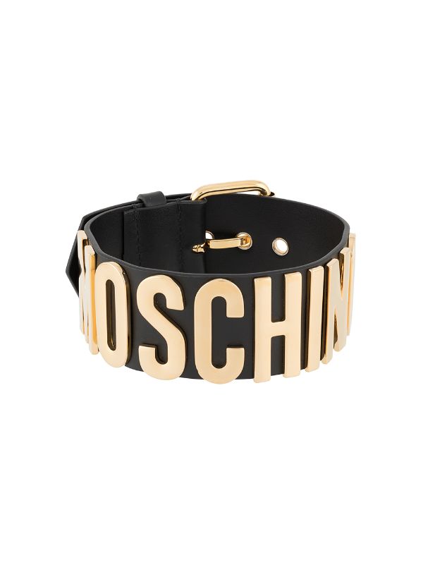 Moschino Logo Lettering Leather Choker 