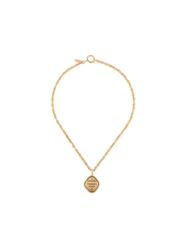 chanel logo pendant necklace