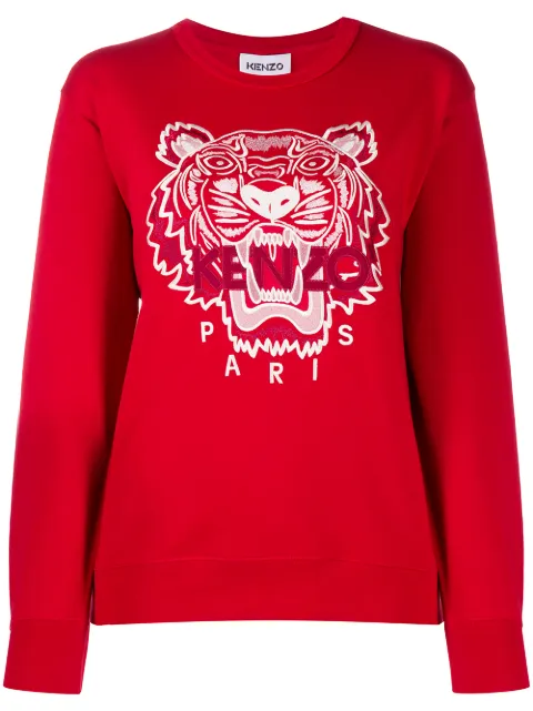 Red Kenzo Tiger embroidered sweatshirt 