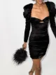 Image 2 of Halpern puff-sleeve ruched mini dress