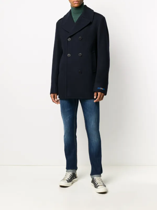 大人気新品セール ブ Coat Breasted Double Lauren Ralph Polo | FARFETCH | Blue ヴァイスシュヴァルツ