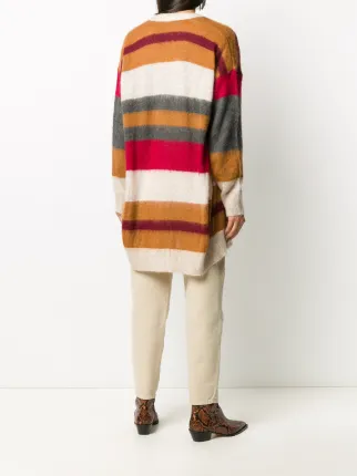 striped open front cardi-coat展示图