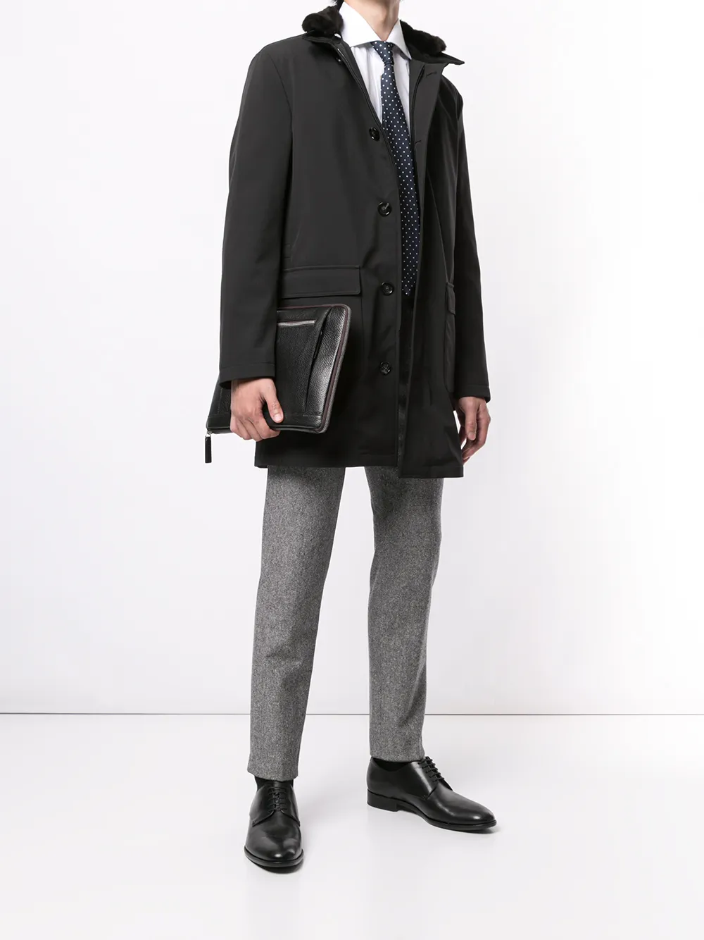 Kiton Jas met elleboogpatch - Zwart