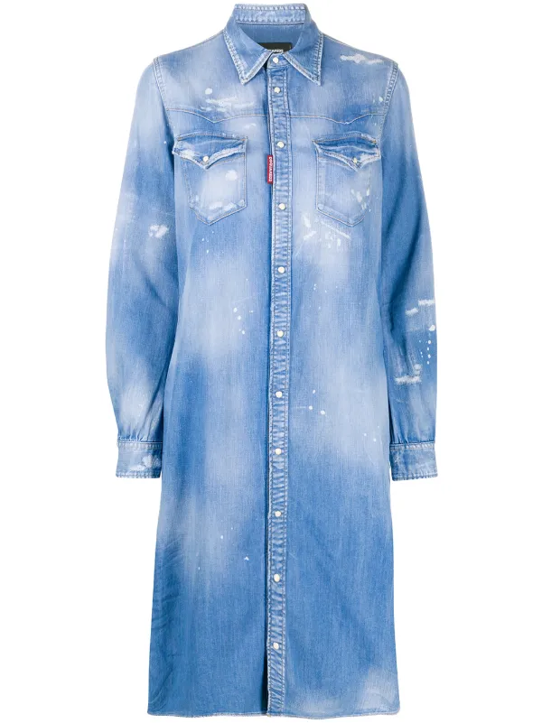 ripped denim shirt dress