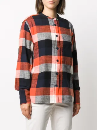 collarless check shirt展示图