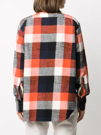 collarless check shirt展示图