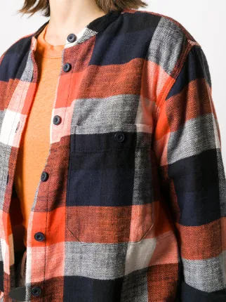 collarless check shirt展示图