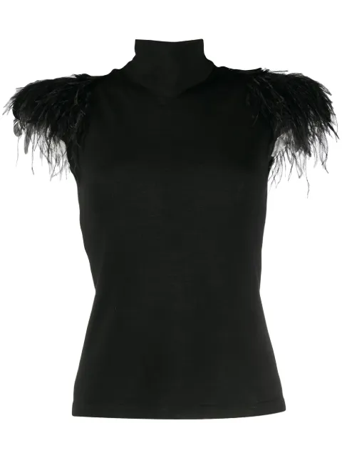 Alberta Ferretti feather trim top