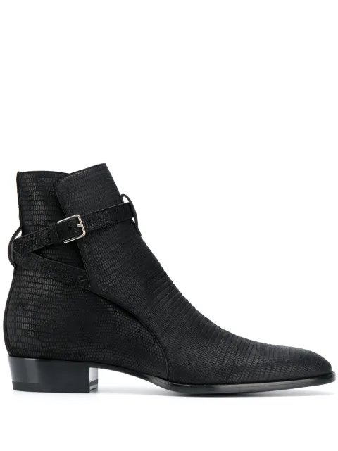 Saint Laurent reptile effect leather ankle boots
