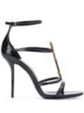 Saint Laurent strappy logo stiletto sandals - Black