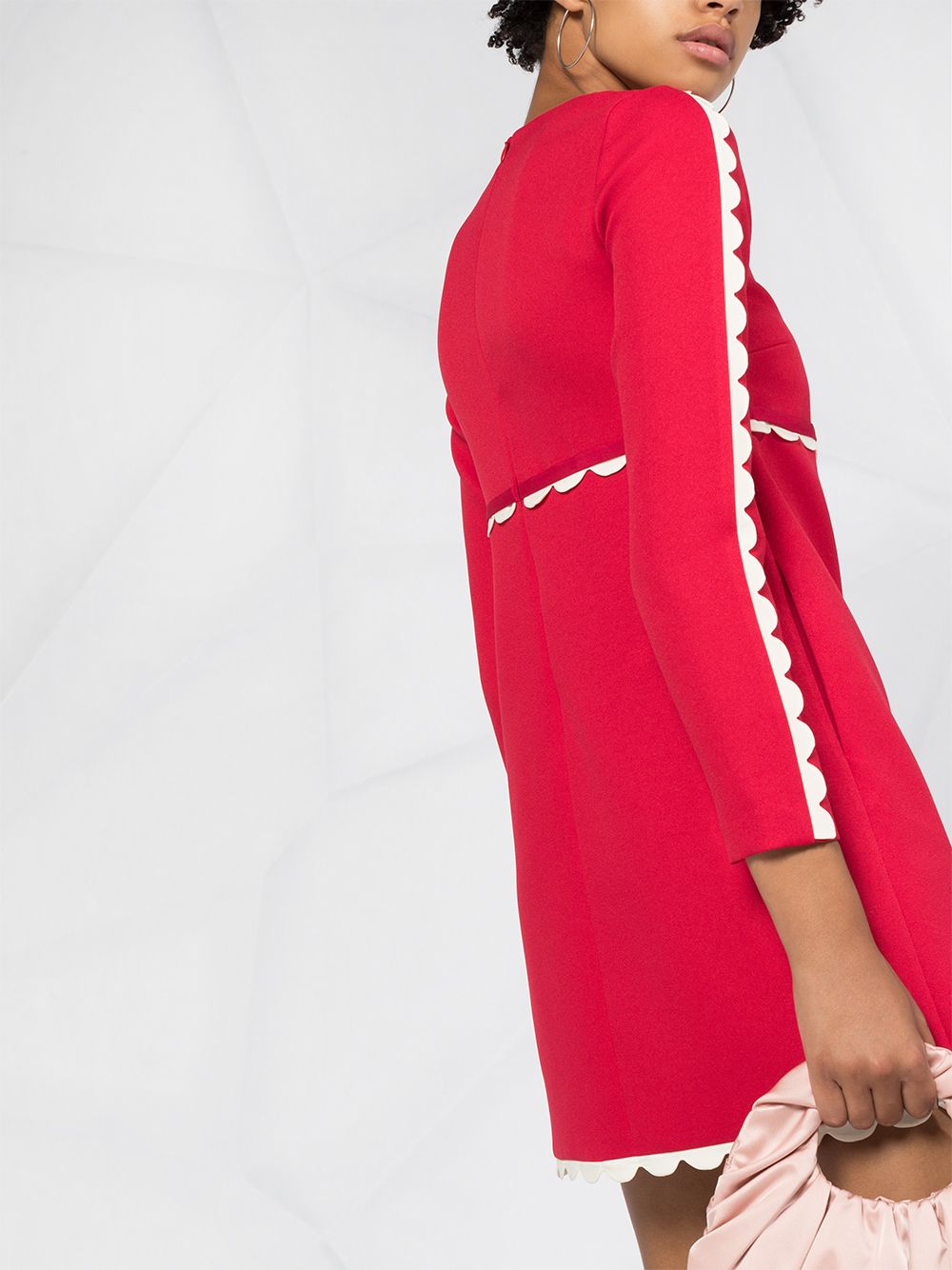 Louis Vuitton Scallop Detail A-Line Dress Bright Red. Size 36