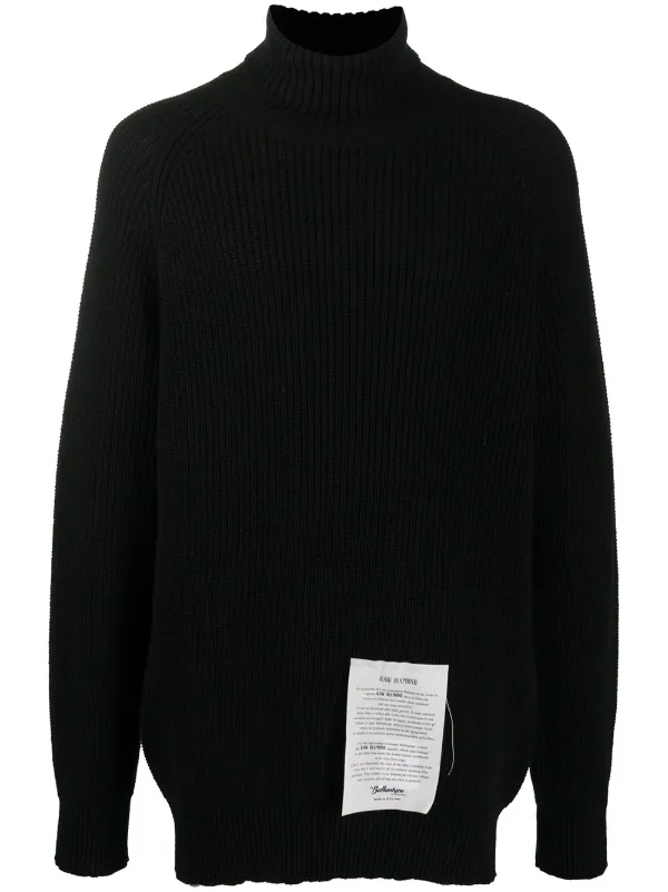 Black polo neck cashmere jumper Clearance
