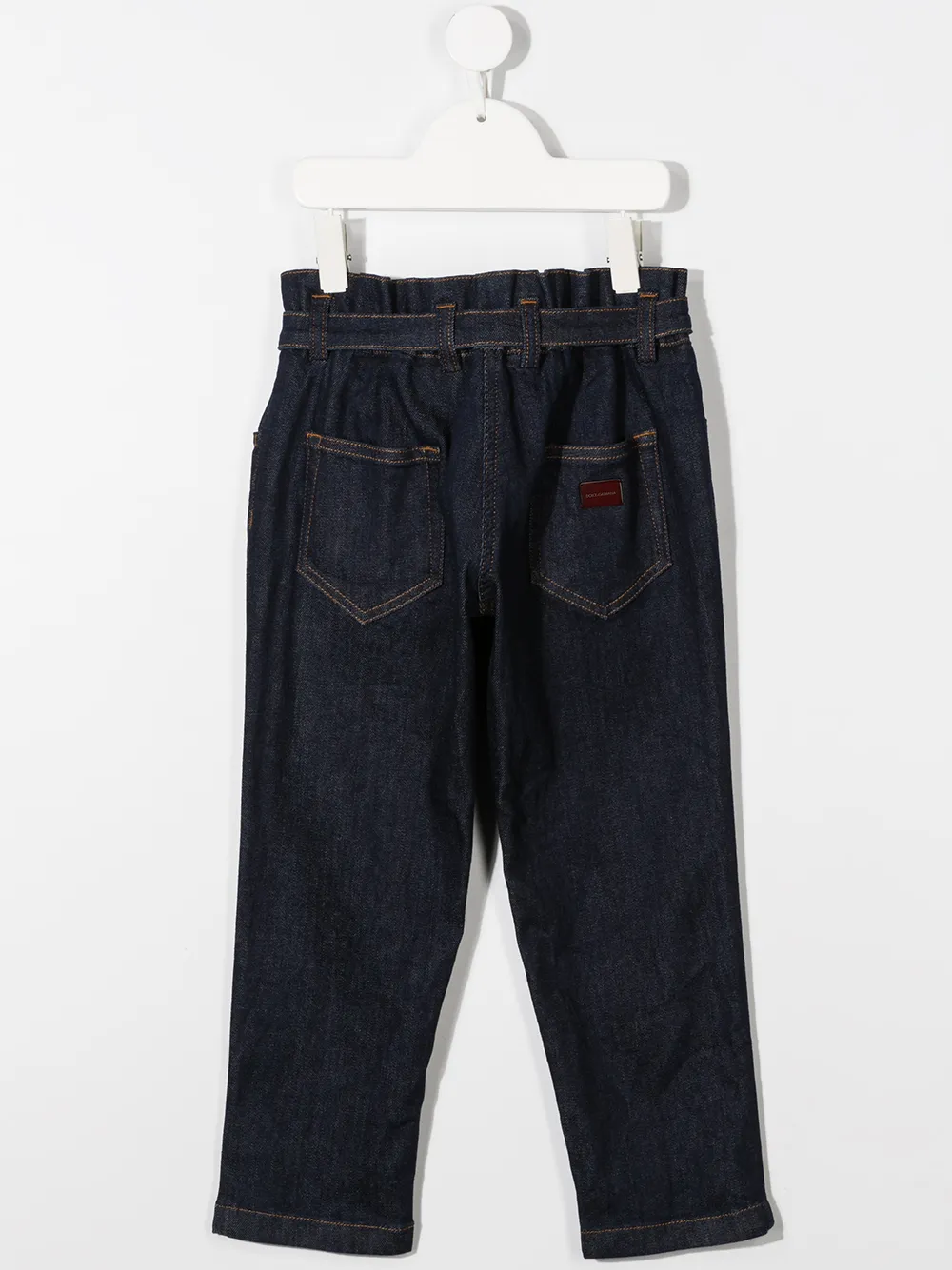 Shop Dolce & Gabbana Tie-waist Straight-leg Jeans In Blue