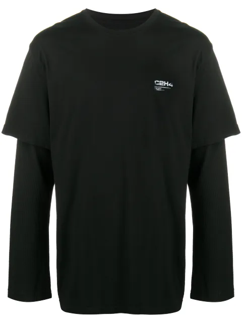 C2h4 layered logo print T-shirt