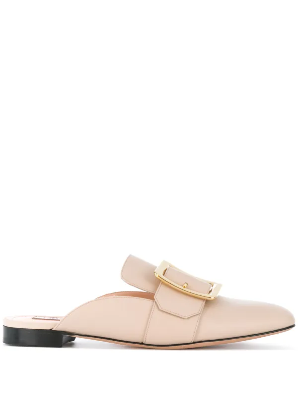 buckle flat mules