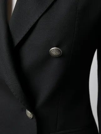 embossed button double-breasted blazer展示图