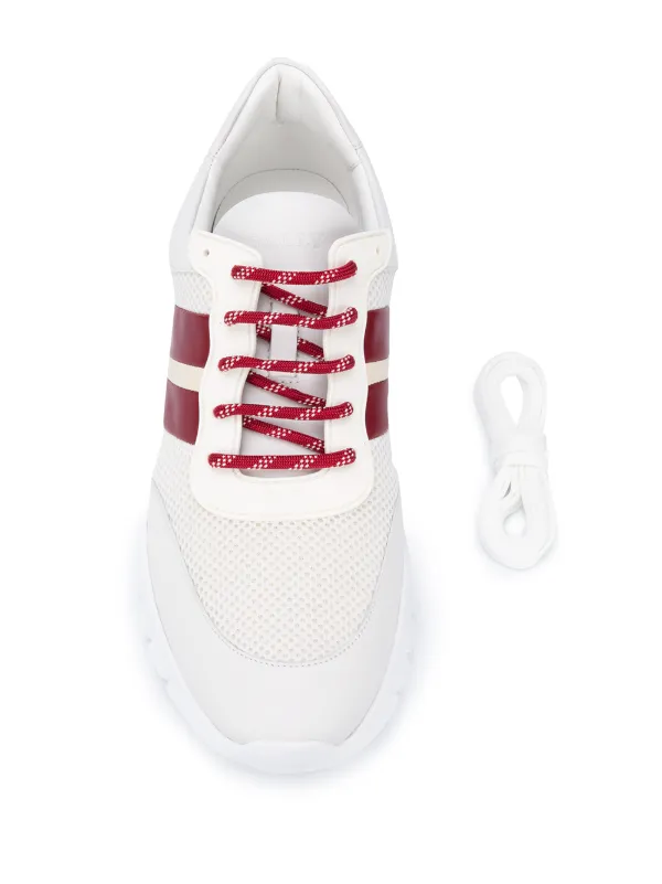 red and white bally shoes