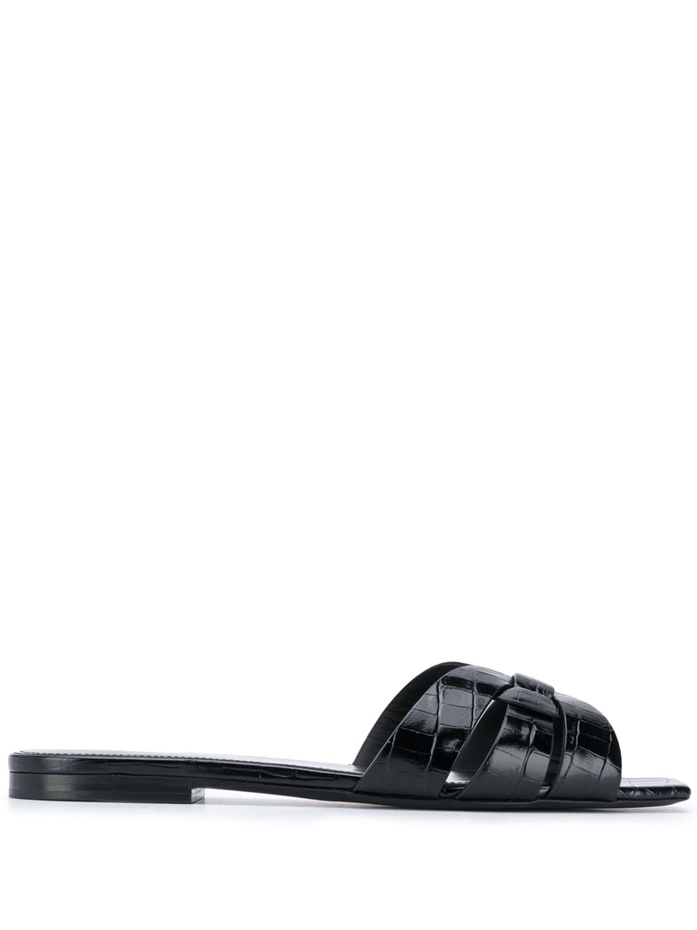 Image 1 of Saint Laurent crocodile-effect crossover strap sandals