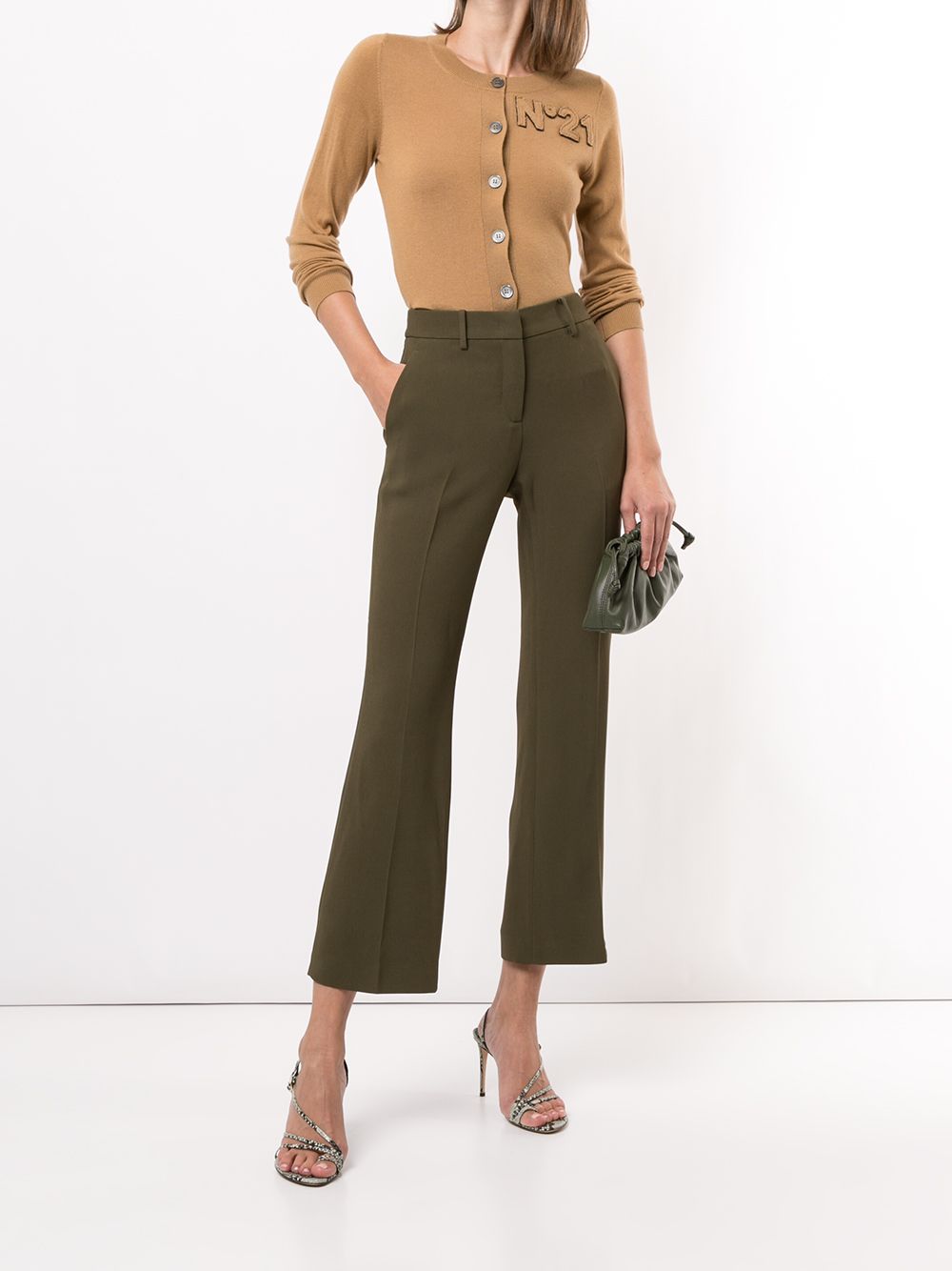 Shop N°21 Cropped Tailored Trousers In Green