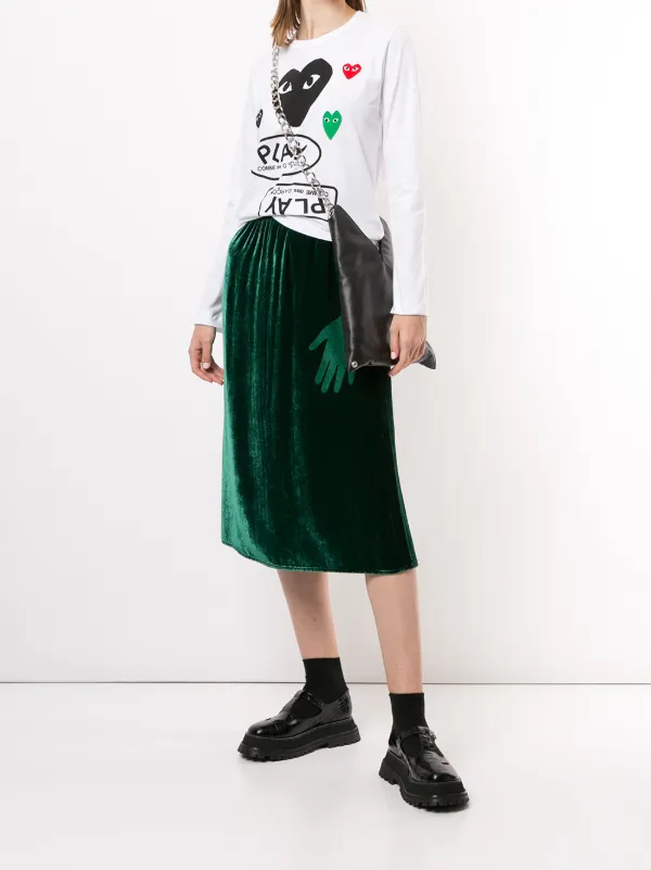 Comme Des Garçons Play Logo Print Long Sleeve t-shirt | White