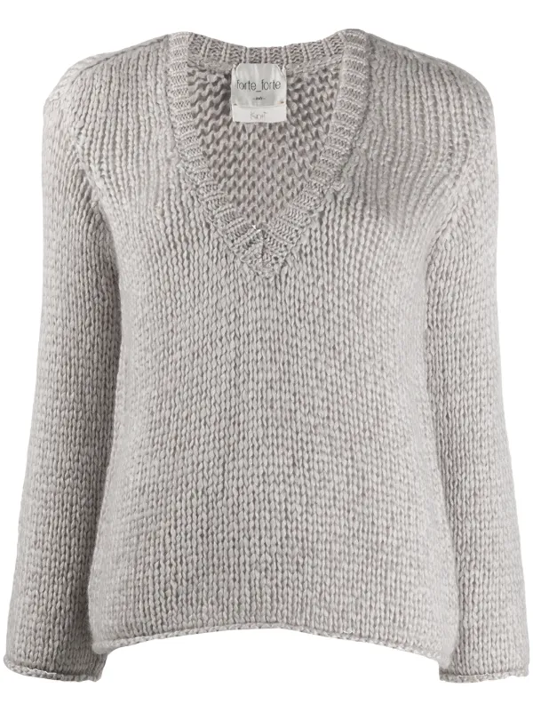 v neck chunky knit jumper