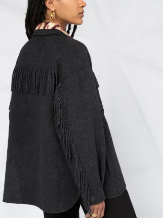 fringed felt single-breasted coat展示图