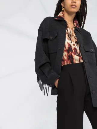 fringed felt single-breasted coat展示图