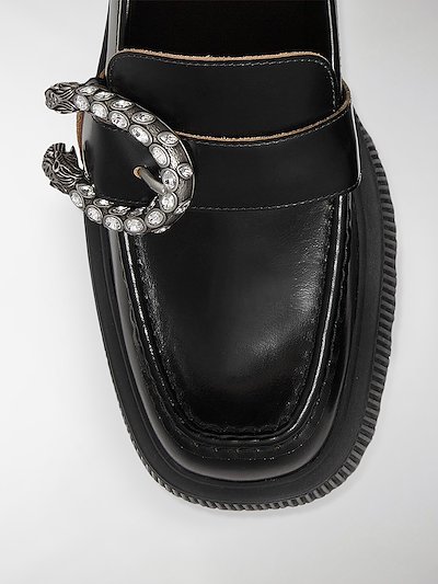 Gucci crystal-embellished chunky loafers black | MODES