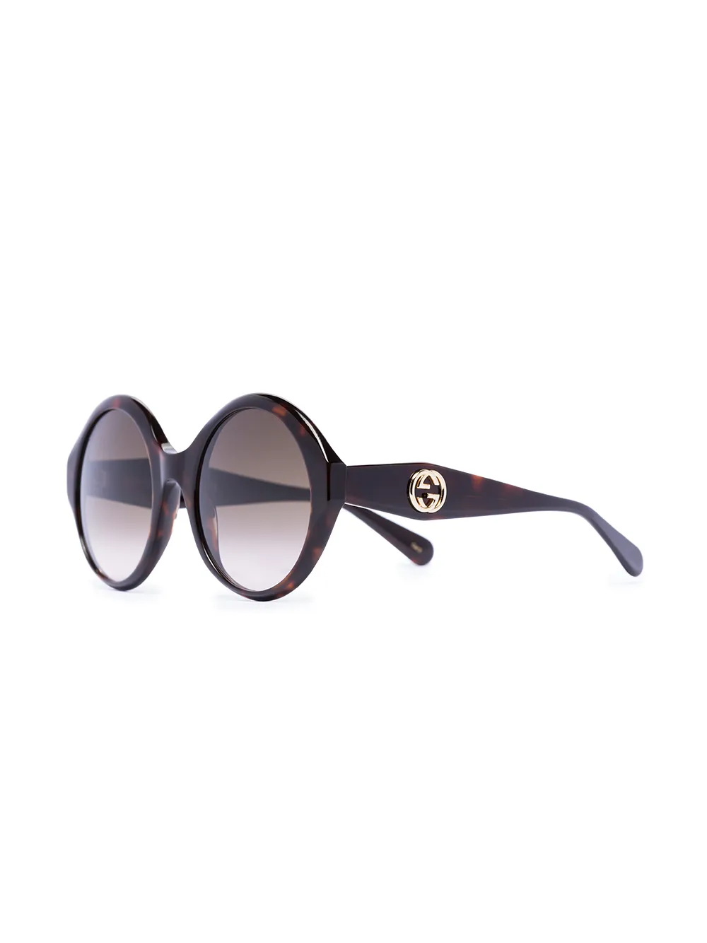 Shop Gucci Havana Tortoiseshell Round-frame Sunglasses In Brown