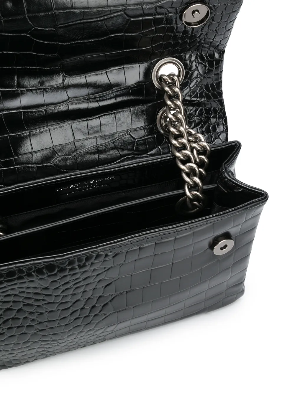 Large kensington croc discount embossed leather shoulder bag