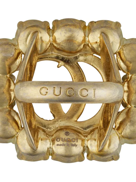 Shop Gucci pearl Double G ring with 
