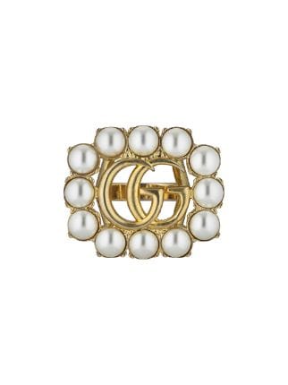 Shop Gucci pearl Double G ring with Express Delivery - FARFETCH