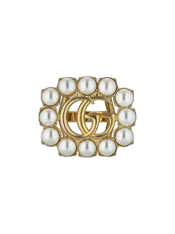 Gucci pearl Double G ring 