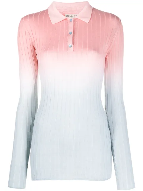 PUCCI ombre ribbed polo shirt