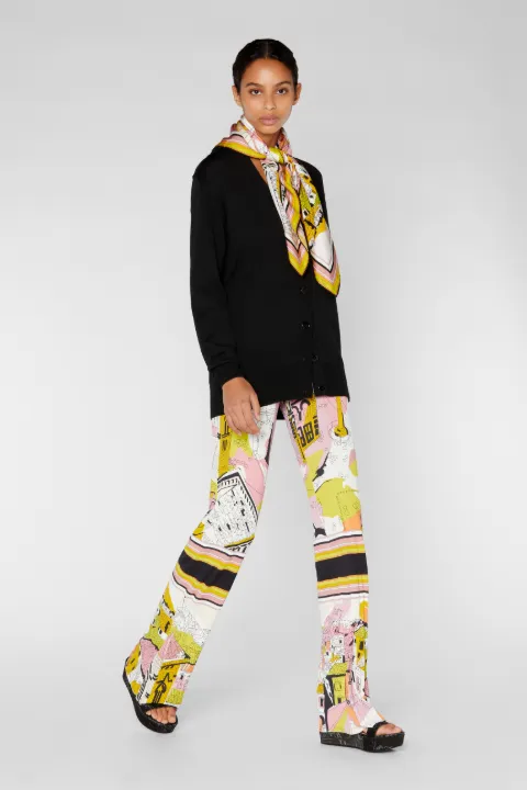 Battistero Print Scarf Cardigan in black | PUCCI