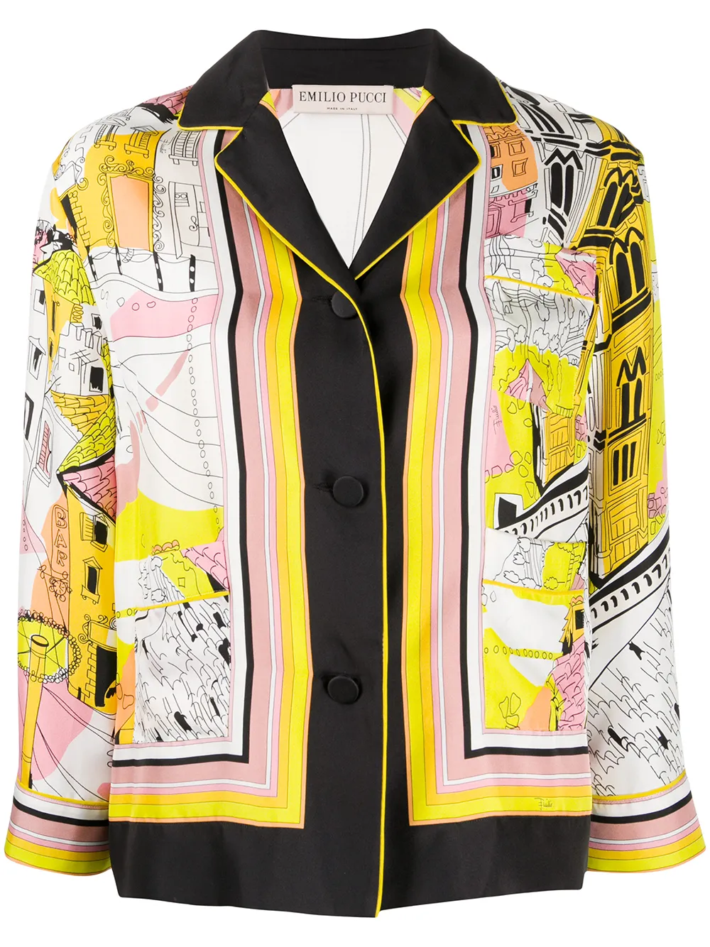 

PUCCI Battistero print silk shirt - Yellow