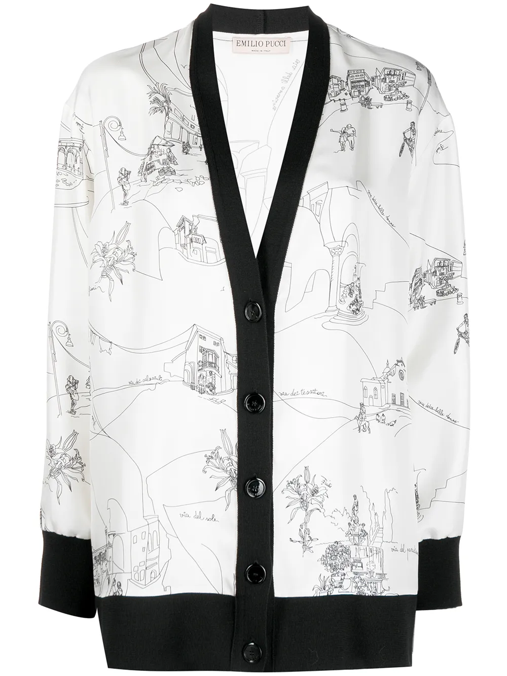 

PUCCI Scorci Fiorentini-print cardigan - White