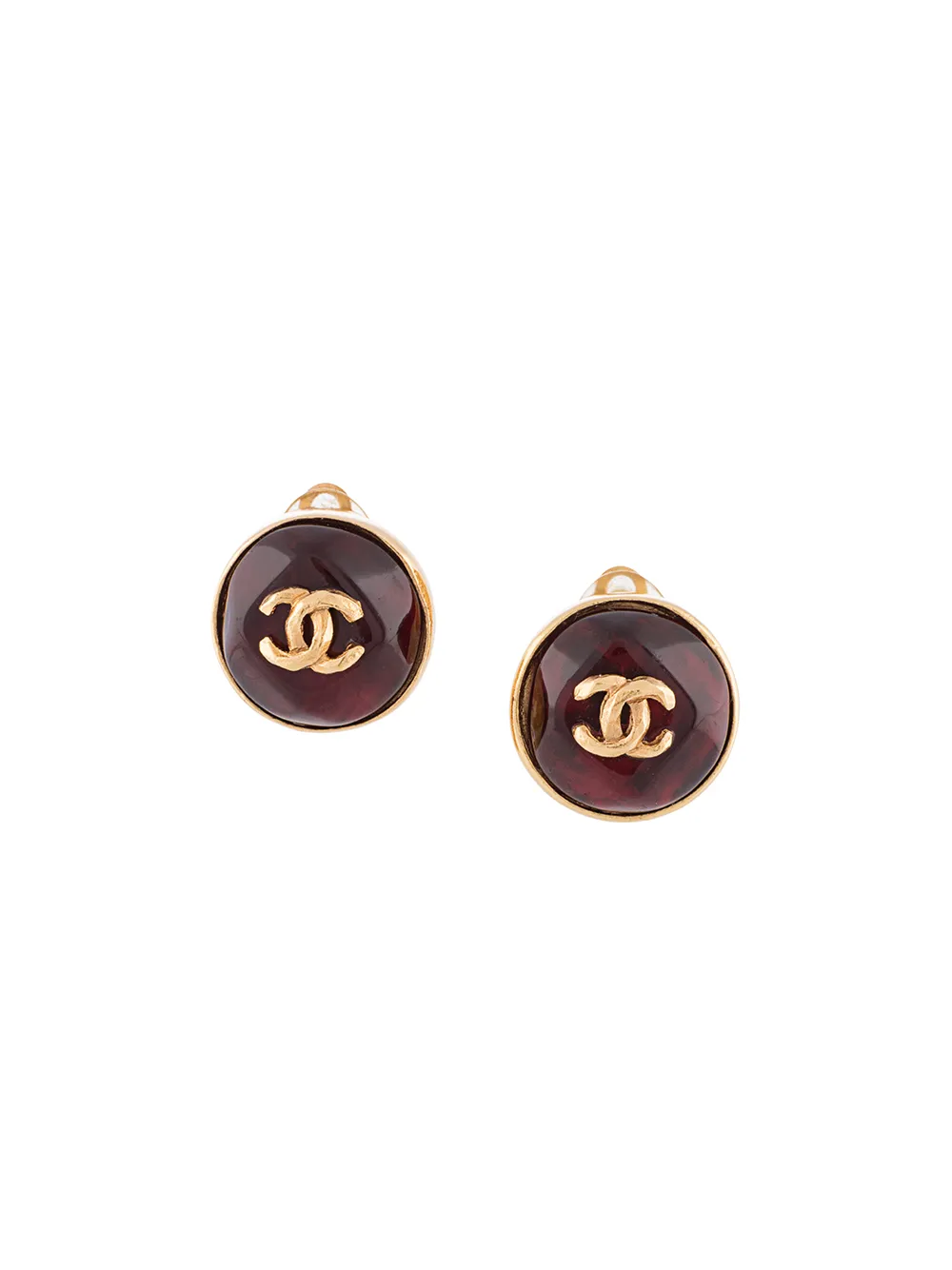 фото Chanel pre-owned серьги-клипсы 1999-го года с логотипом cc