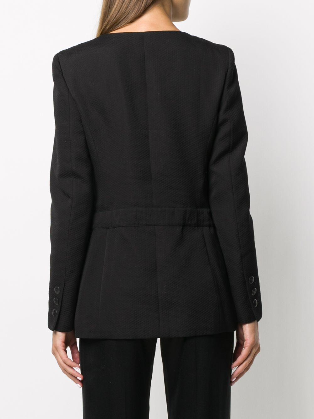 Pre-owned Chanel 2002 Layered Tied Waist Jacket In Black