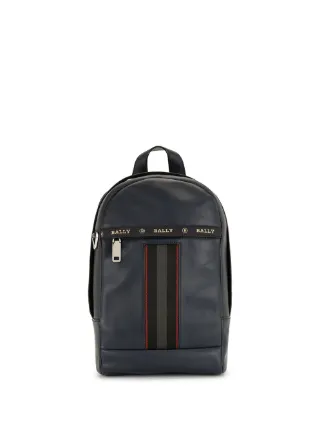 striped leather backpack